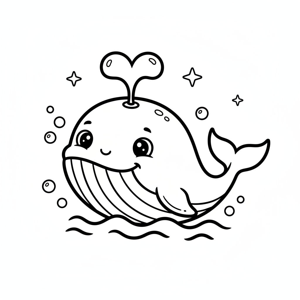 Whale coloring page for everyone - Realistic style