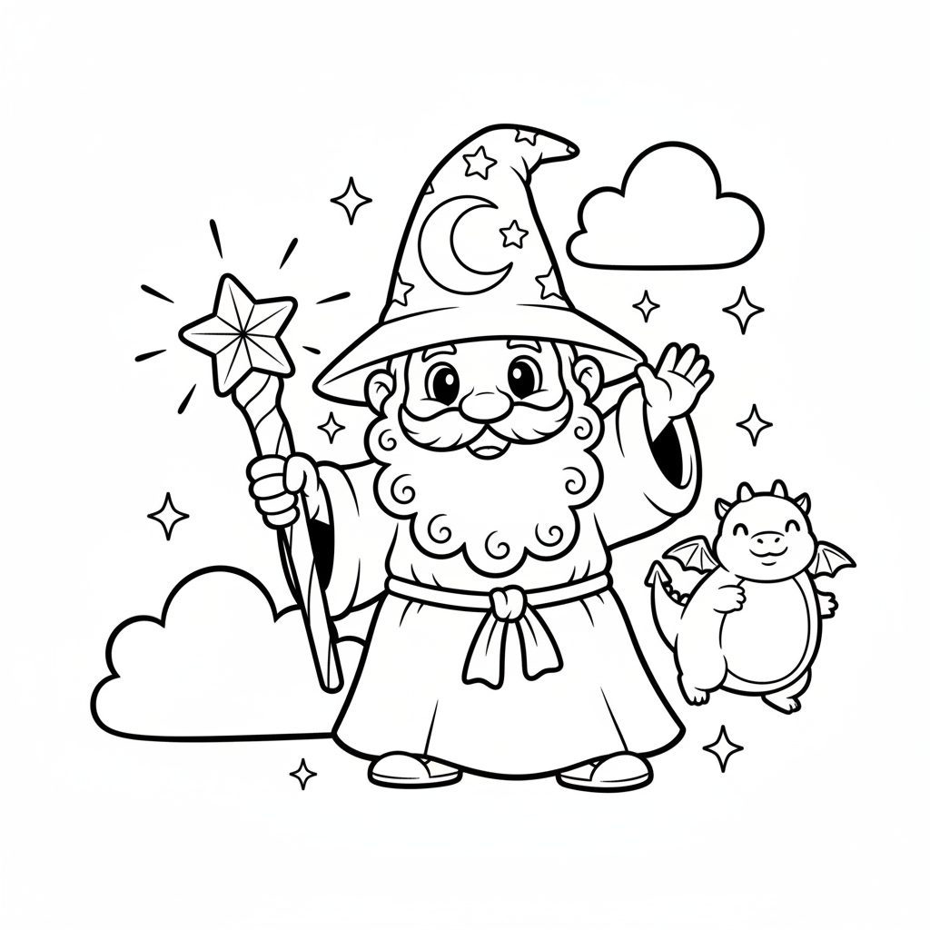 Wizard coloring page for everyone - Realistic style