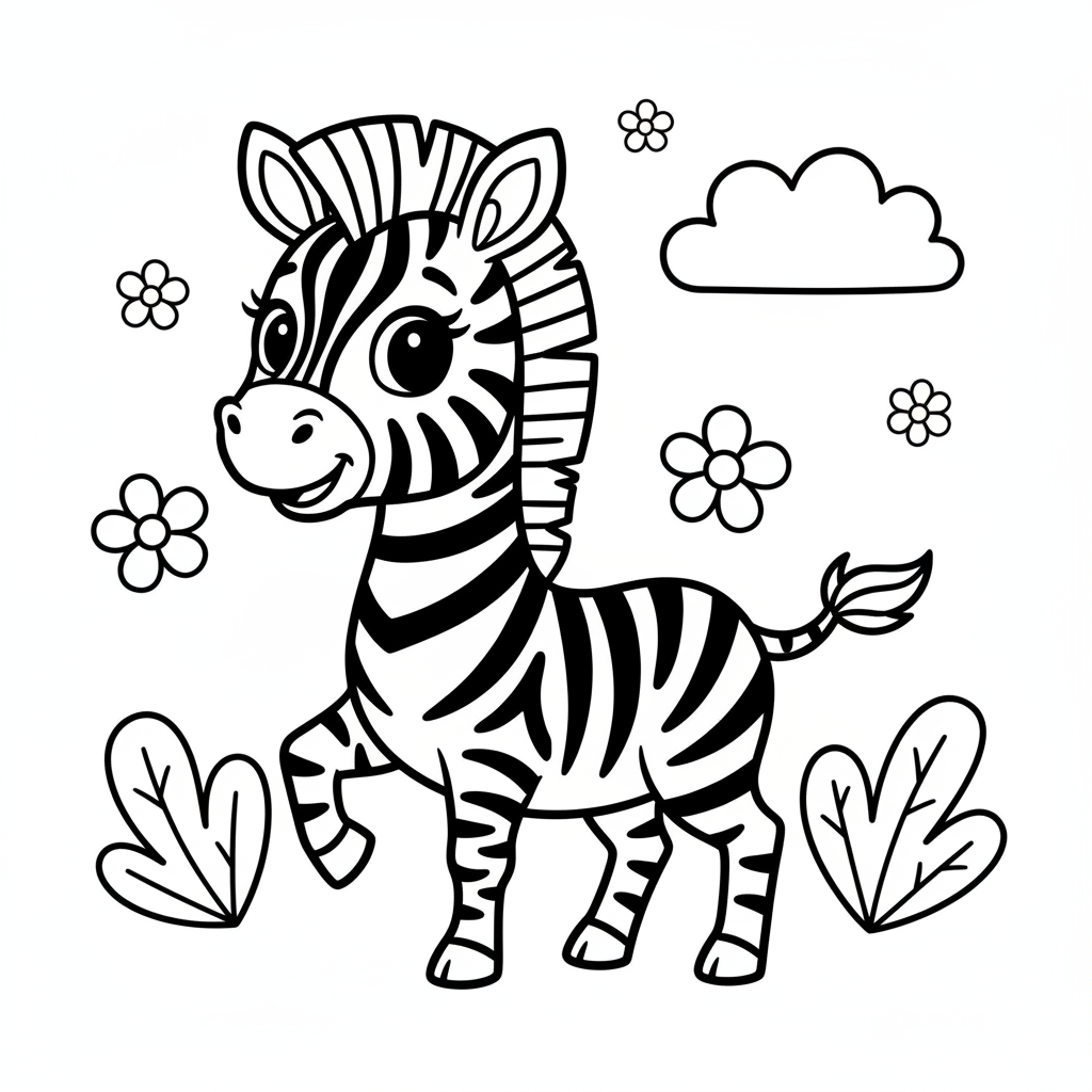 Zebra coloring page for everyone - Realistic style