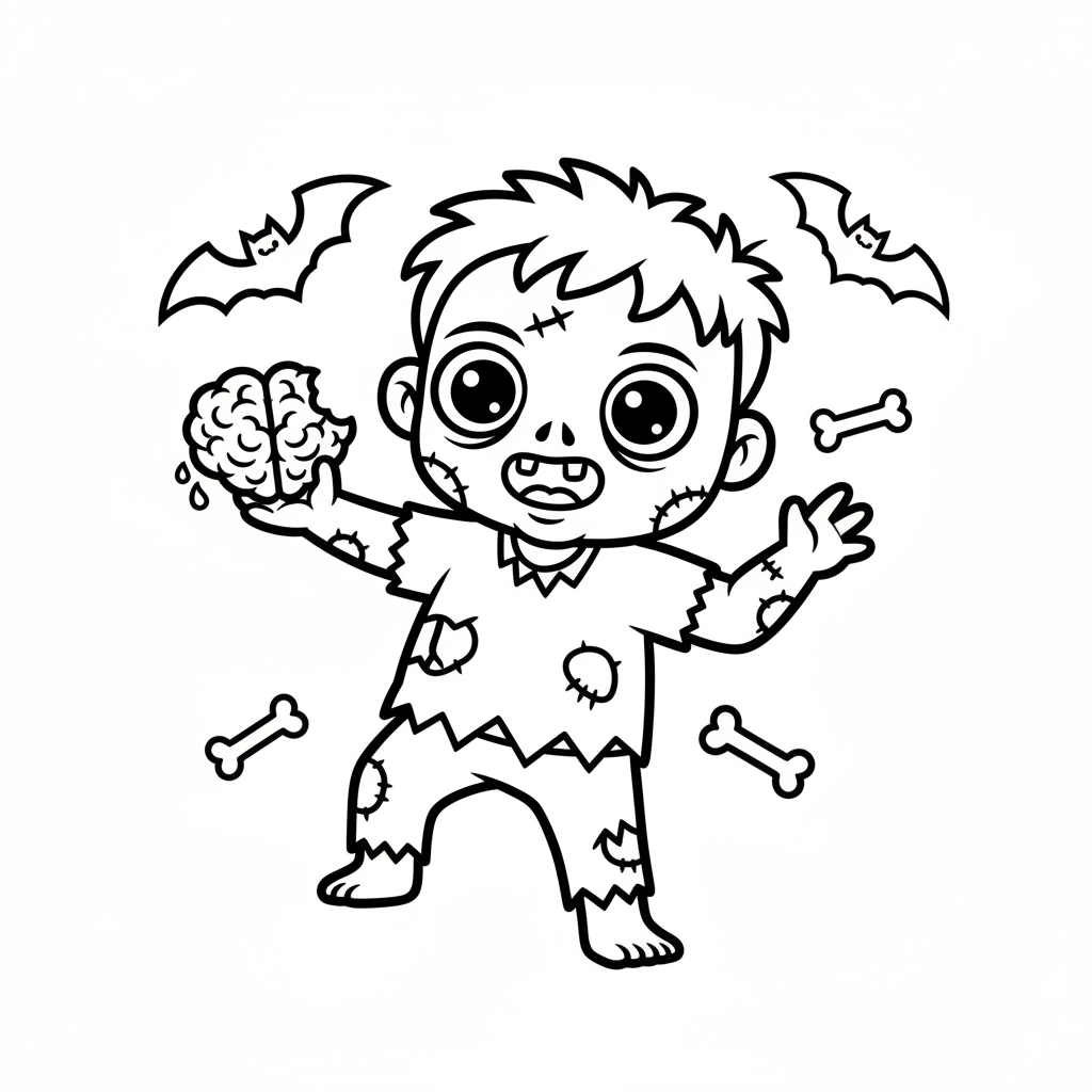 Zombie coloring page for everyone - Realistic style