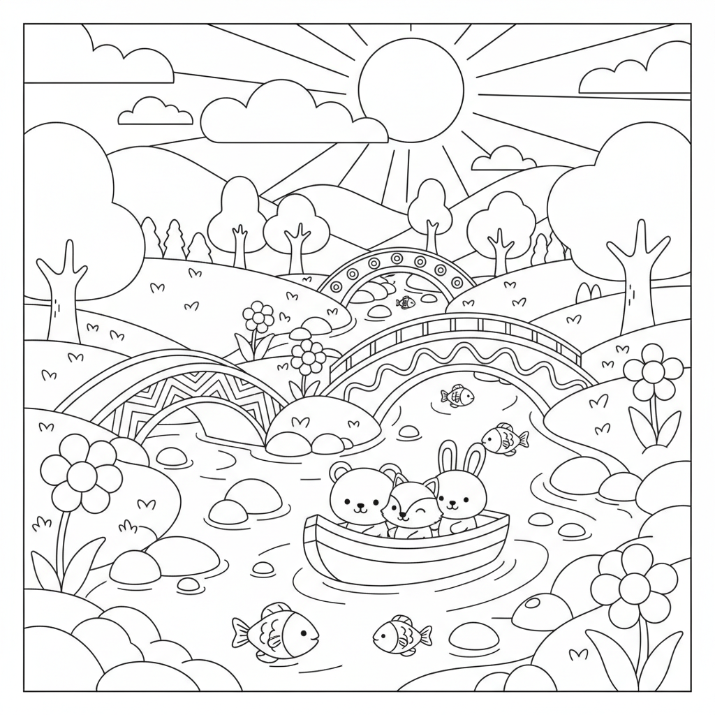 River coloring page for adults - Standard style