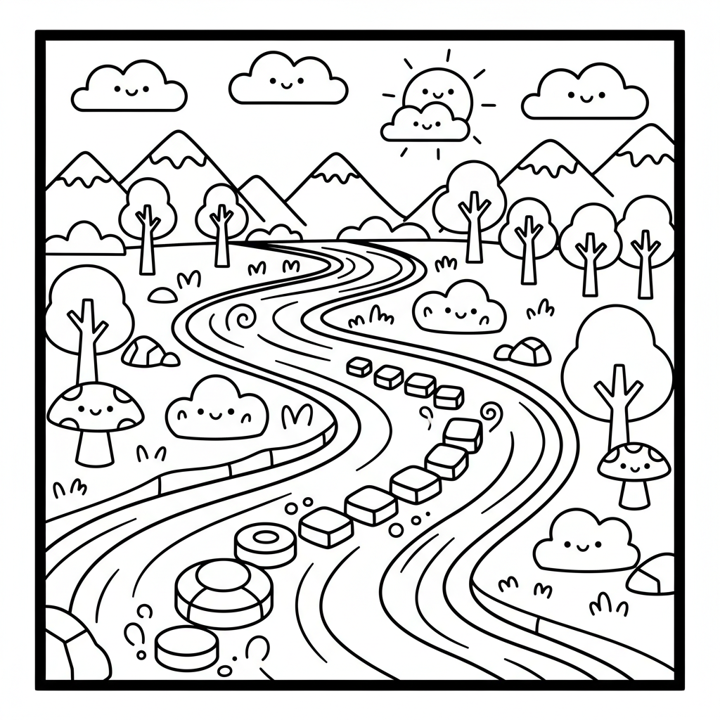 River coloring page for experts - Standard style