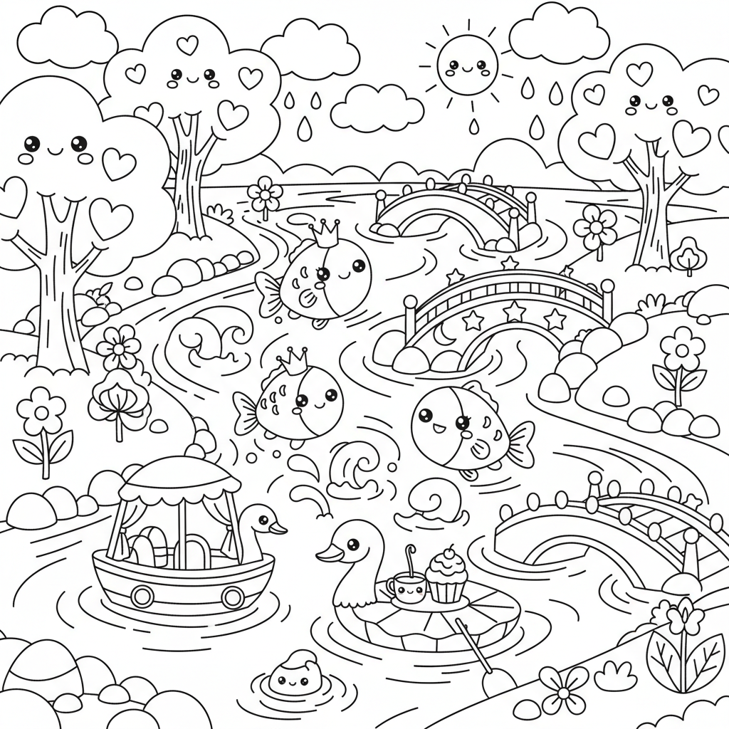 River coloring page for girls - Standard style