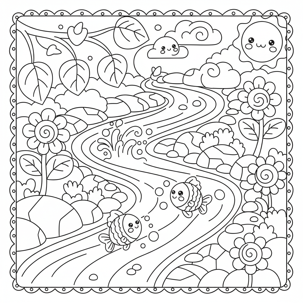 River coloring page for women - Standard style