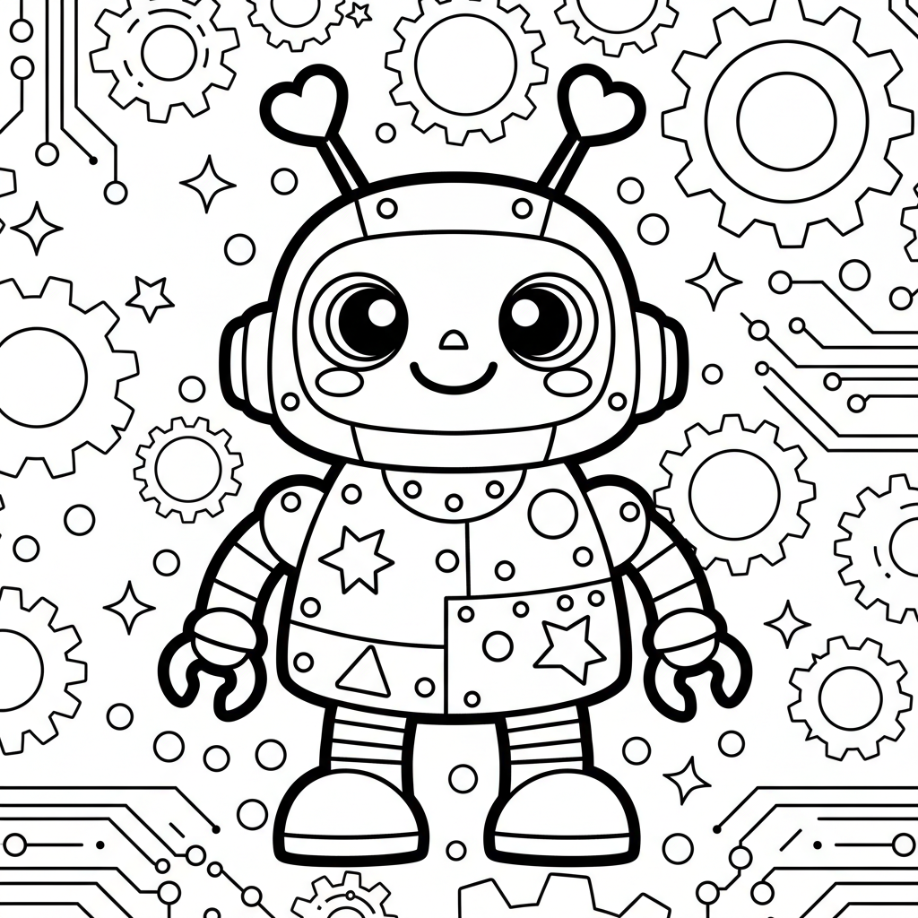 Robot coloring page for adults - Standard style