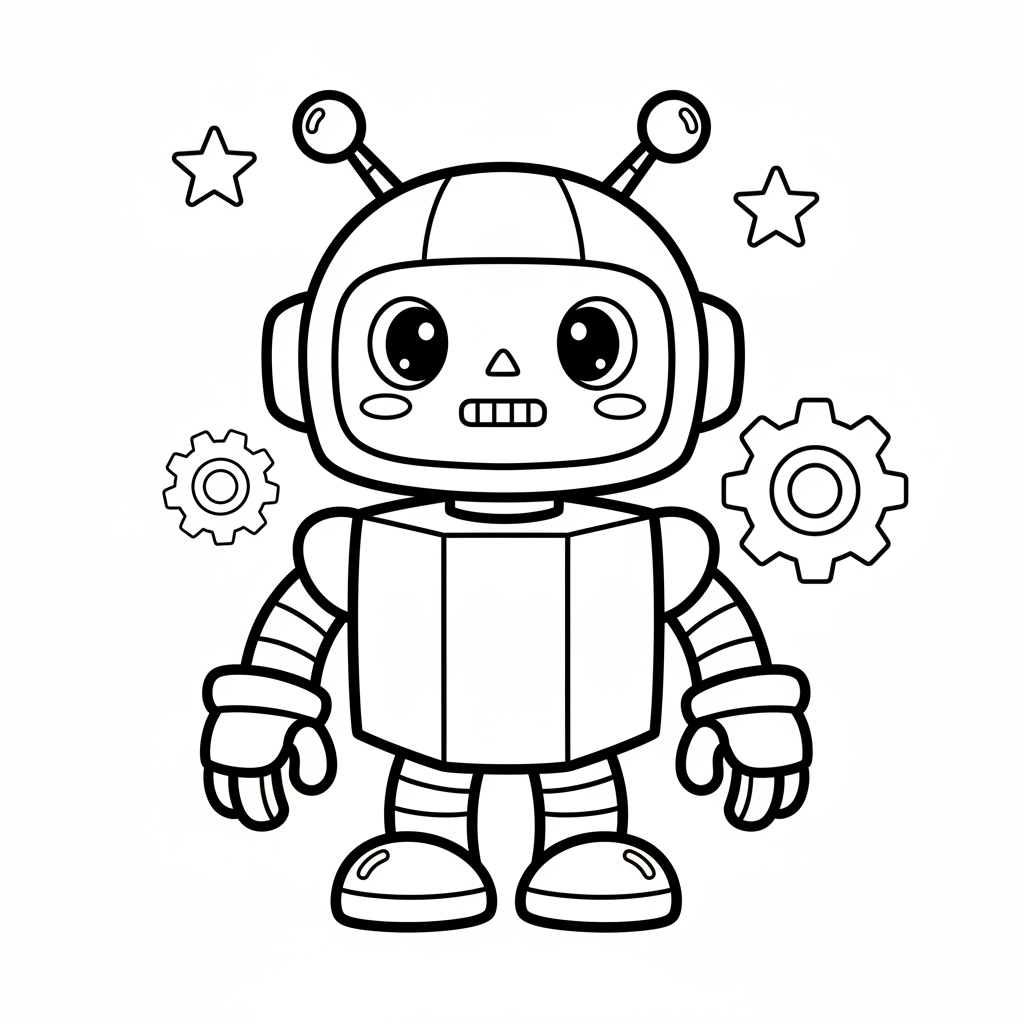 Robot coloring page for beginners - Standard style