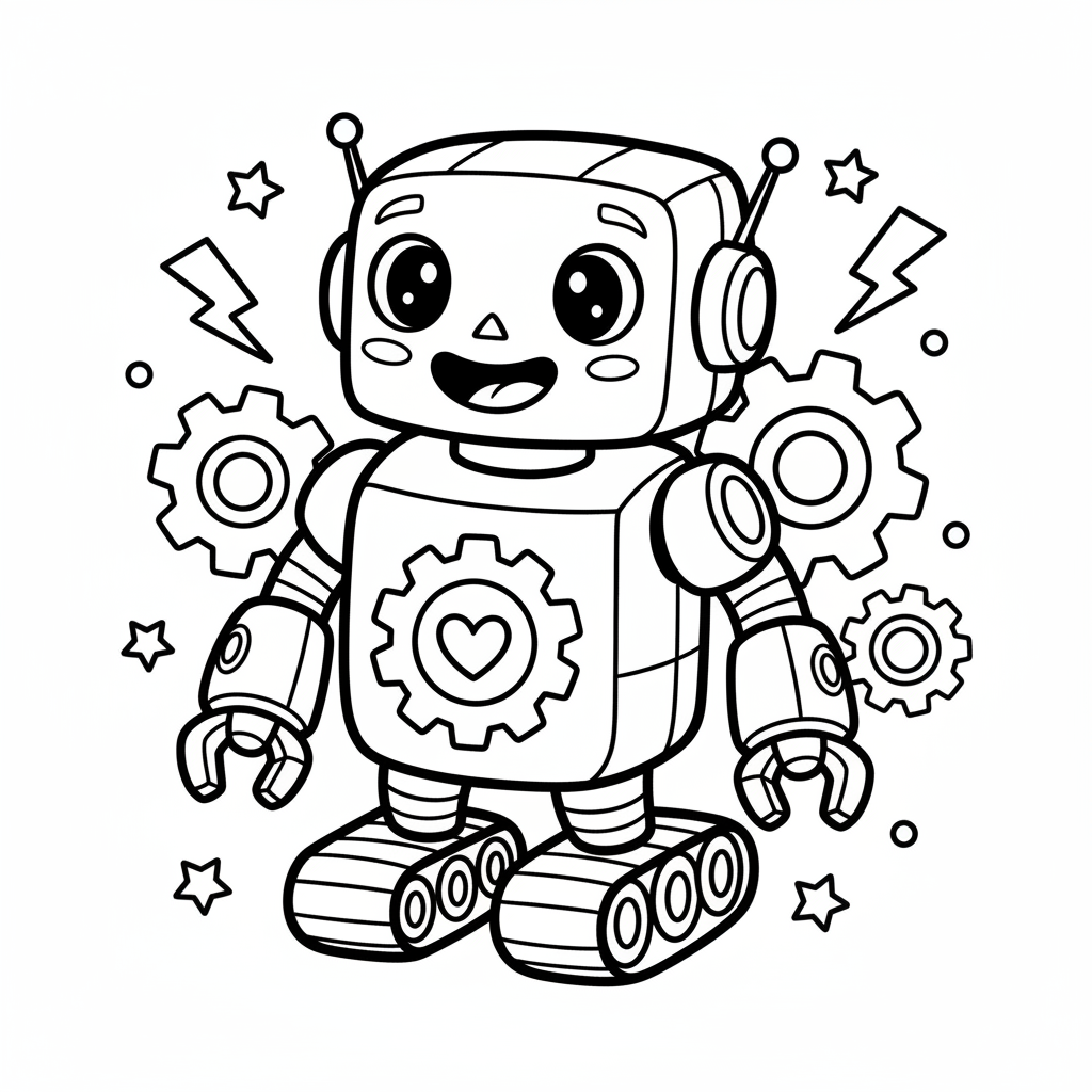 Robot coloring page for boys - Standard style