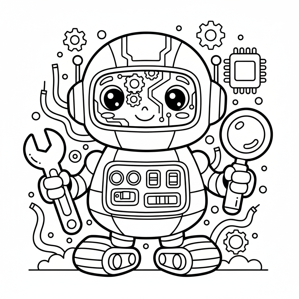 Robot coloring page for experts - Standard style