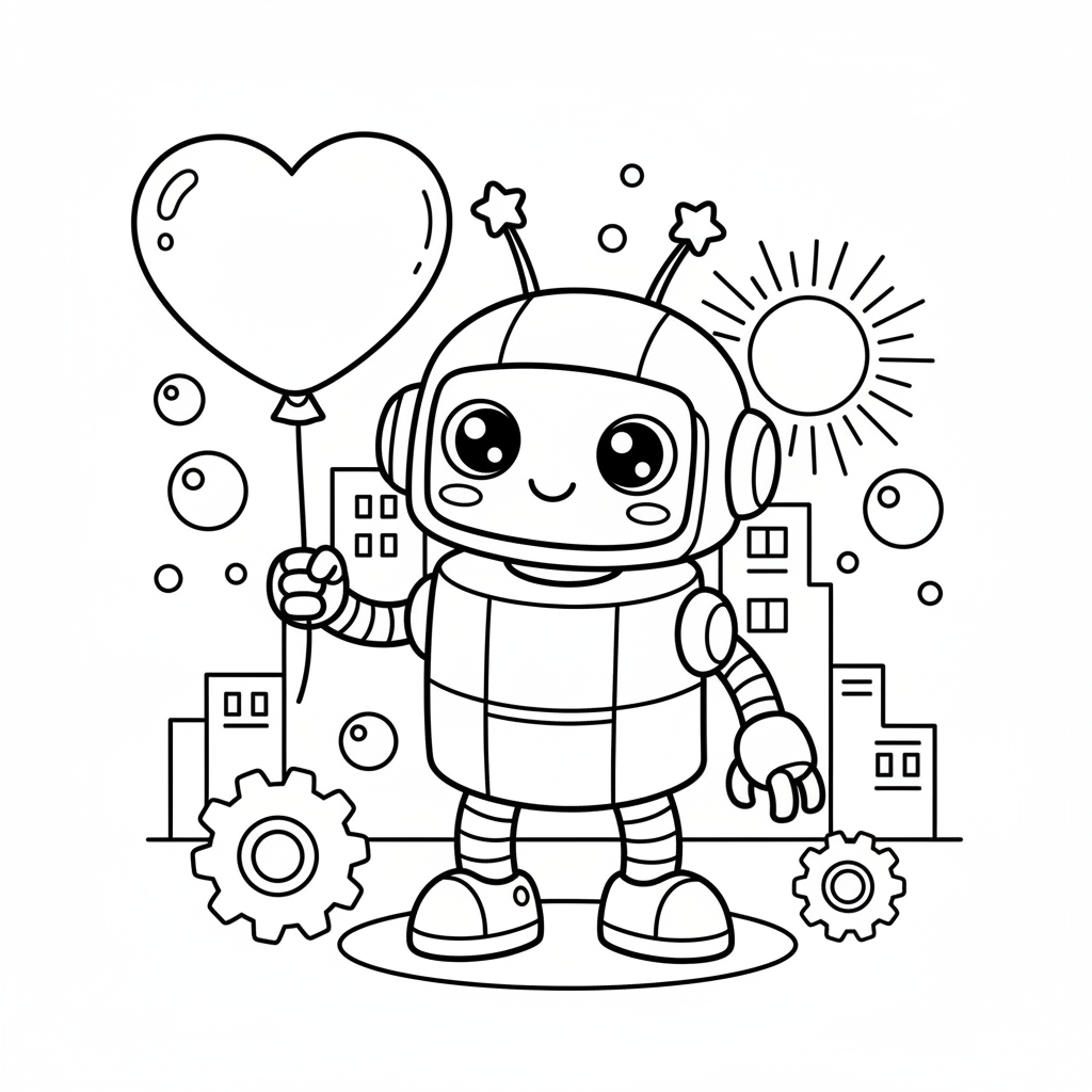 Robot coloring page for intermediates - Standard style
