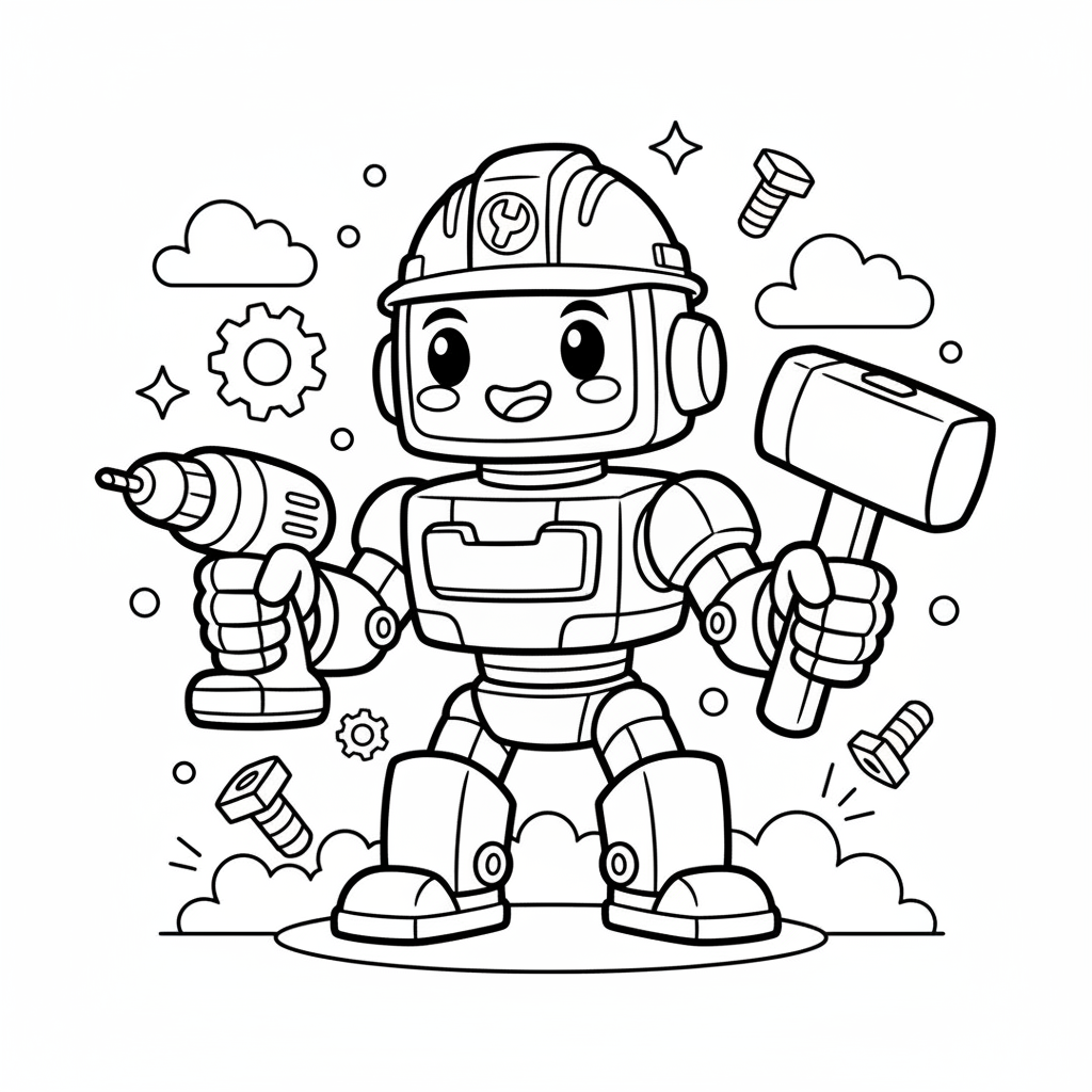 Robot coloring page for men - Standard style