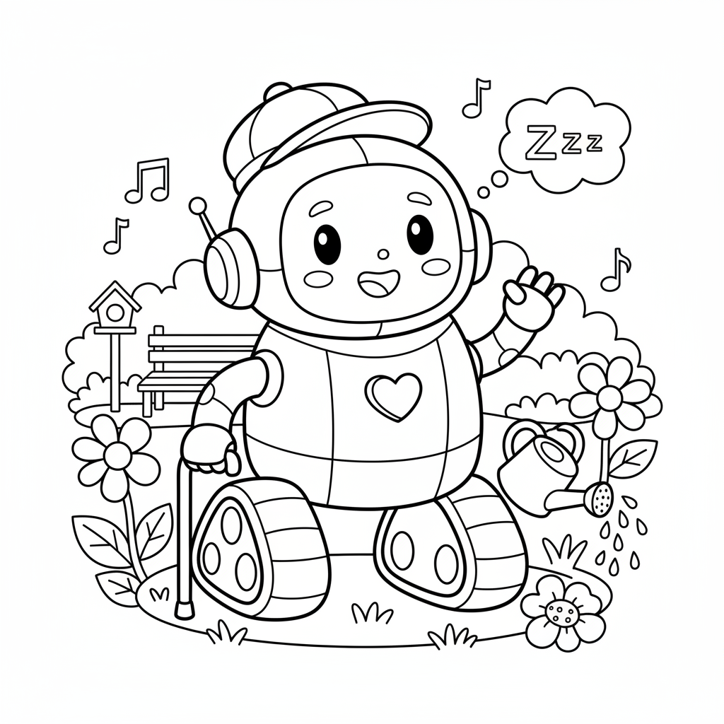 Robot coloring page for seniors - Standard style