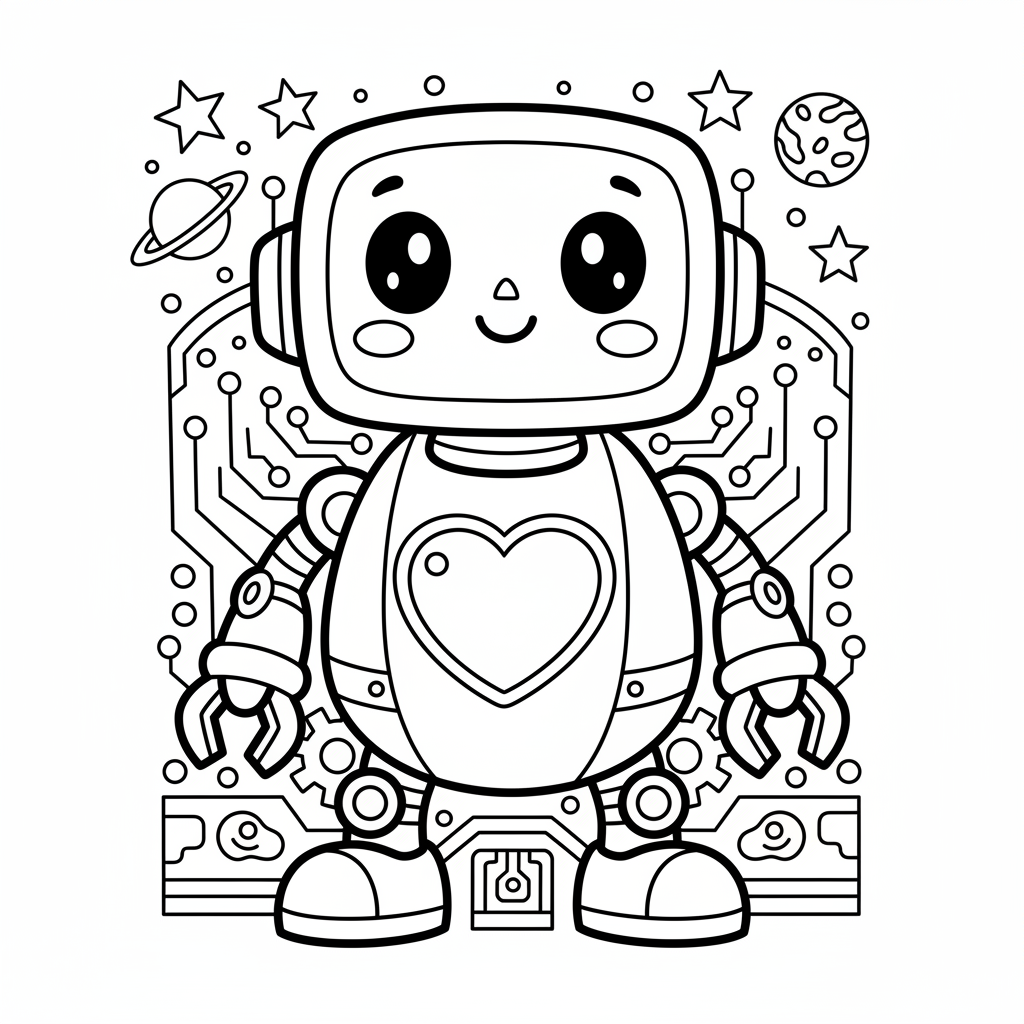 Robot coloring page for teens - Standard style