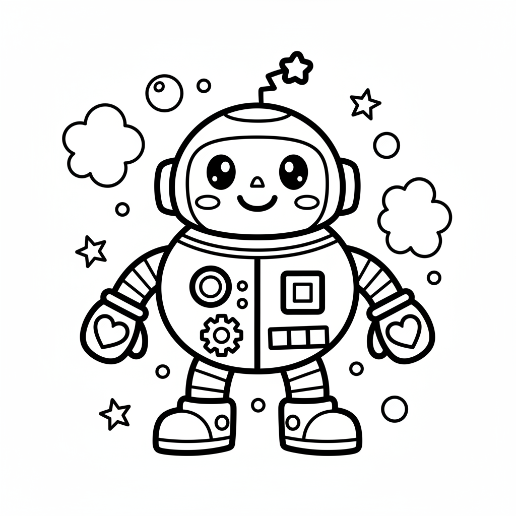 Robot coloring page for toddlers - Standard style