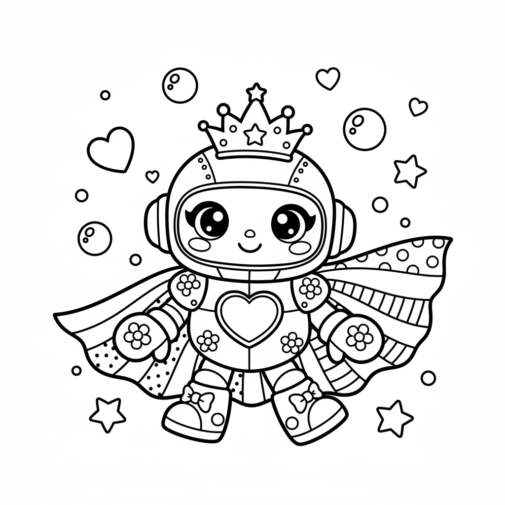 Robot coloring page for women - Standard style