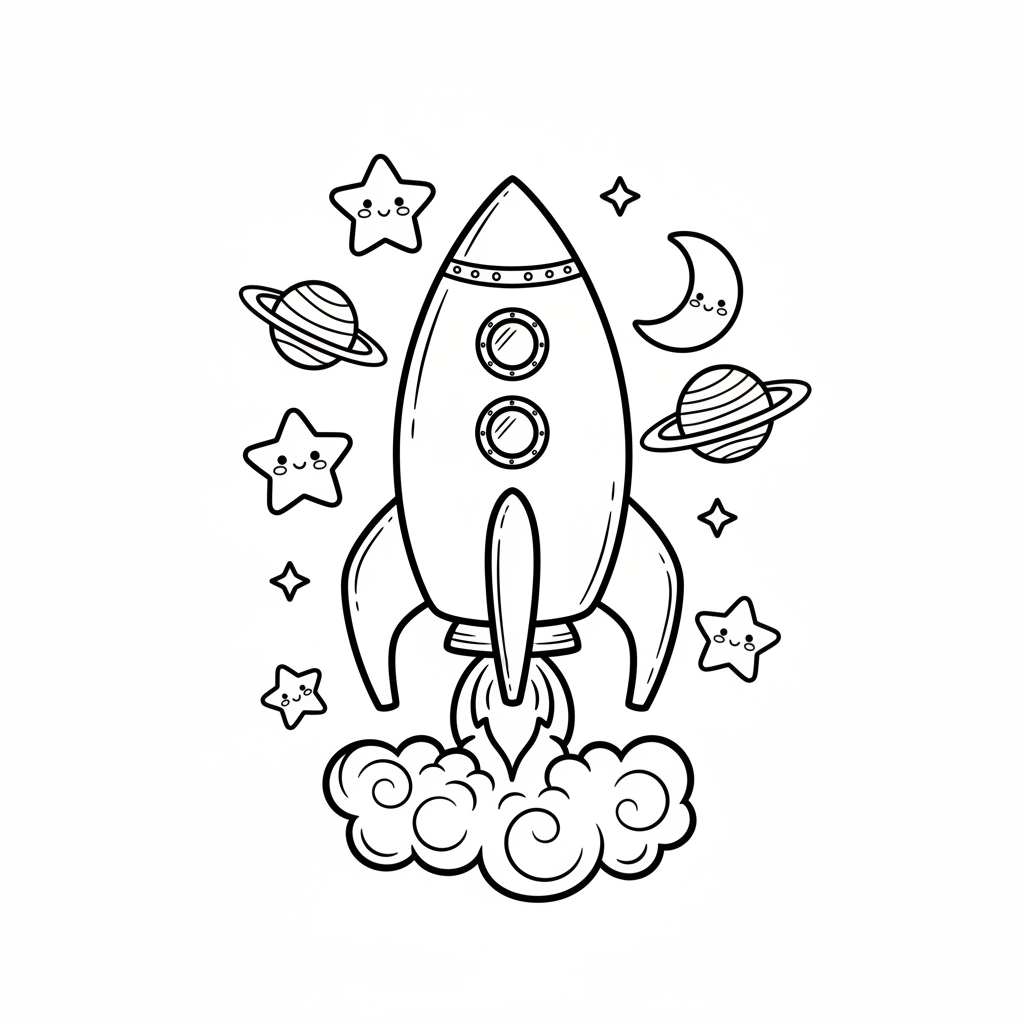 Rocket coloring page for adults - Standard style
