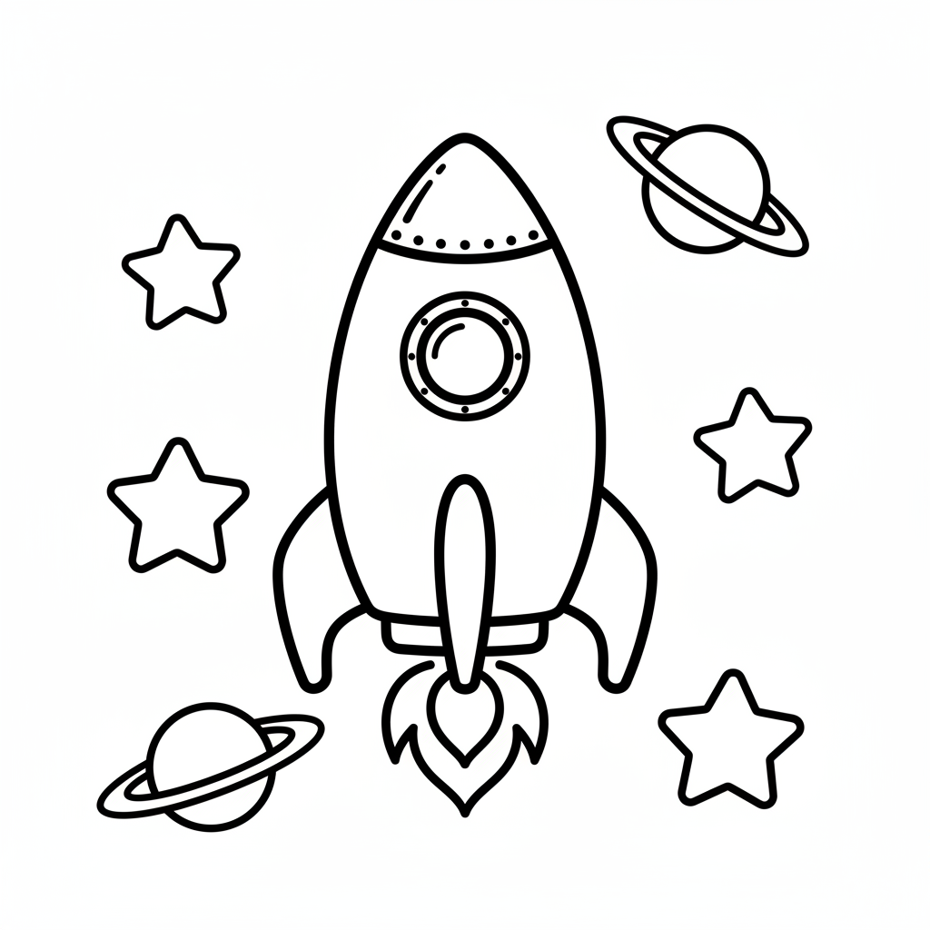 Rocket coloring page for beginners - Standard style