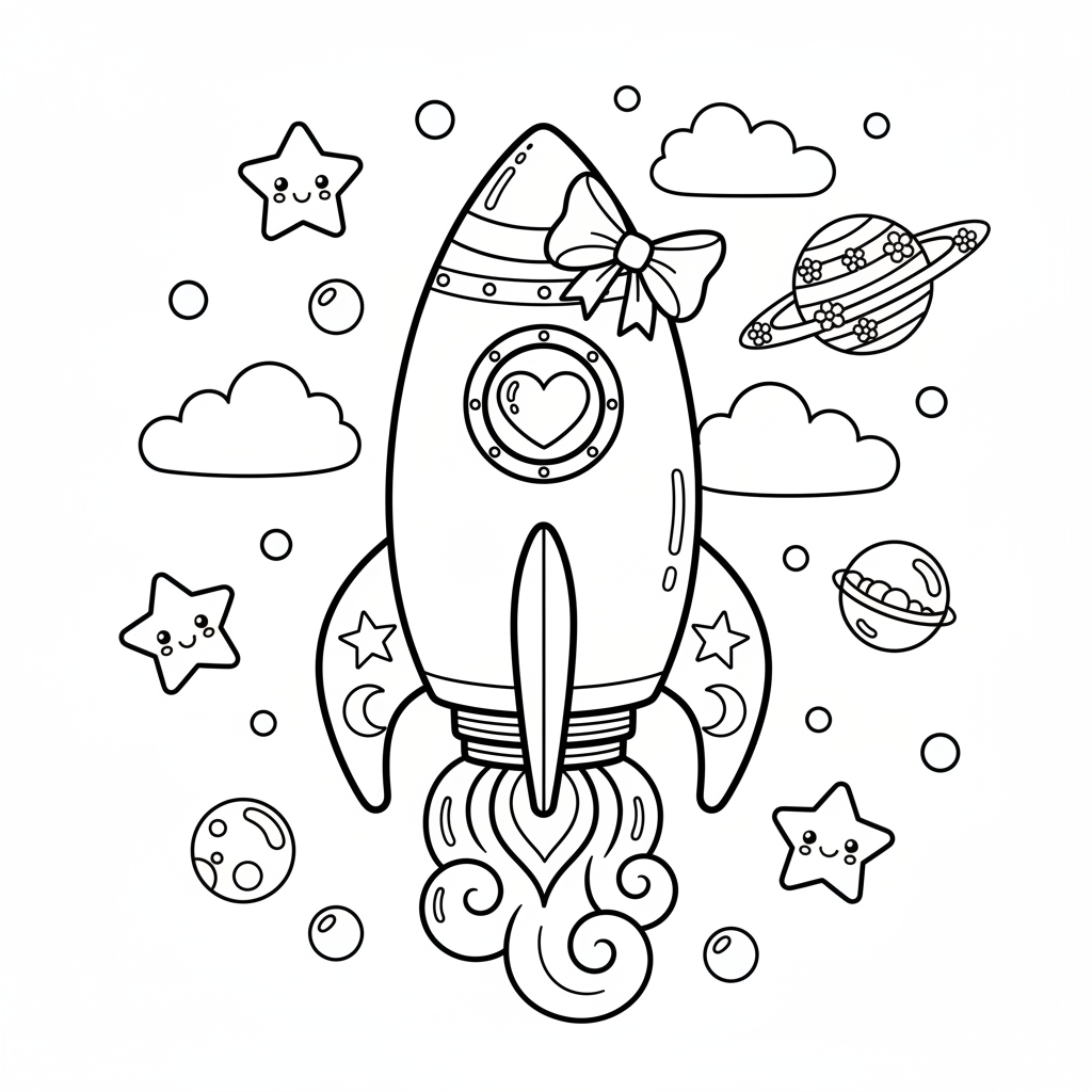 Rocket coloring page for girls - Standard style