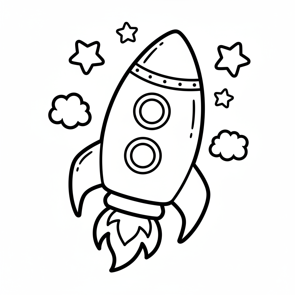 Rocket coloring page for kids - Standard style