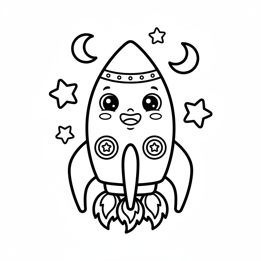 Rocket coloring page for kindergarteners - Standard style