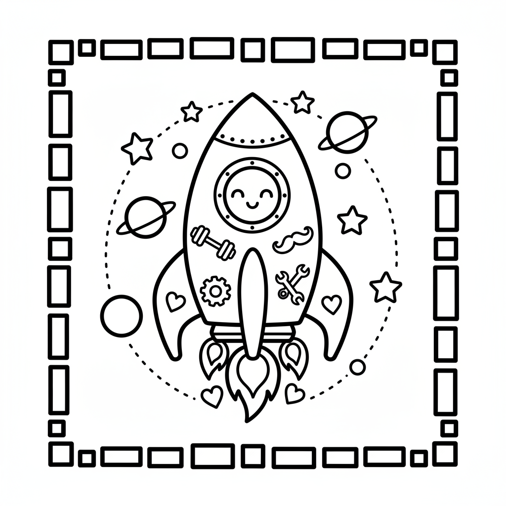 Rocket coloring page for men - Standard style