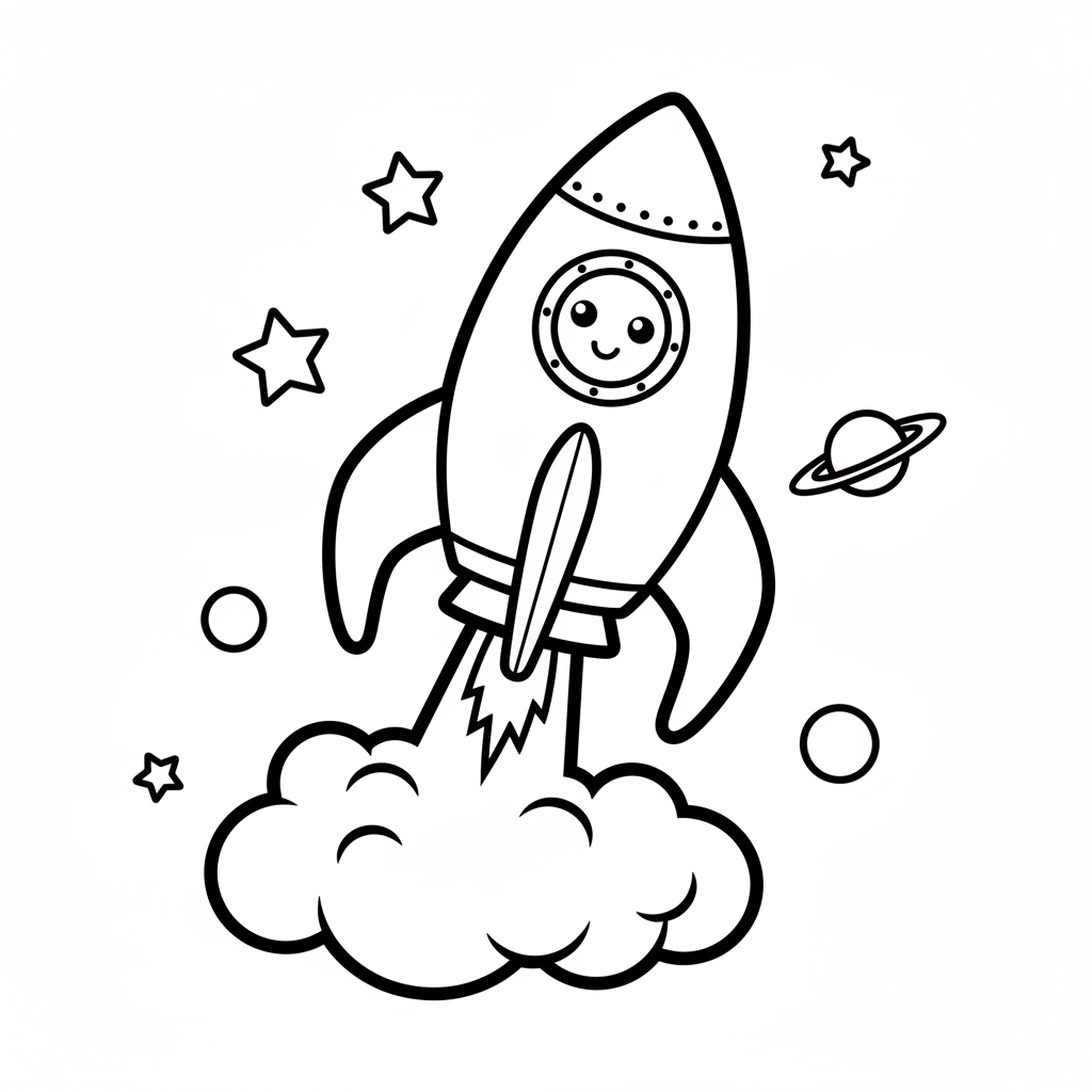 Rocket coloring page for seniors - Standard style
