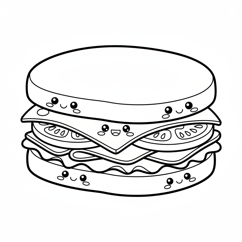 Sandwich coloring page for beginners - Standard style