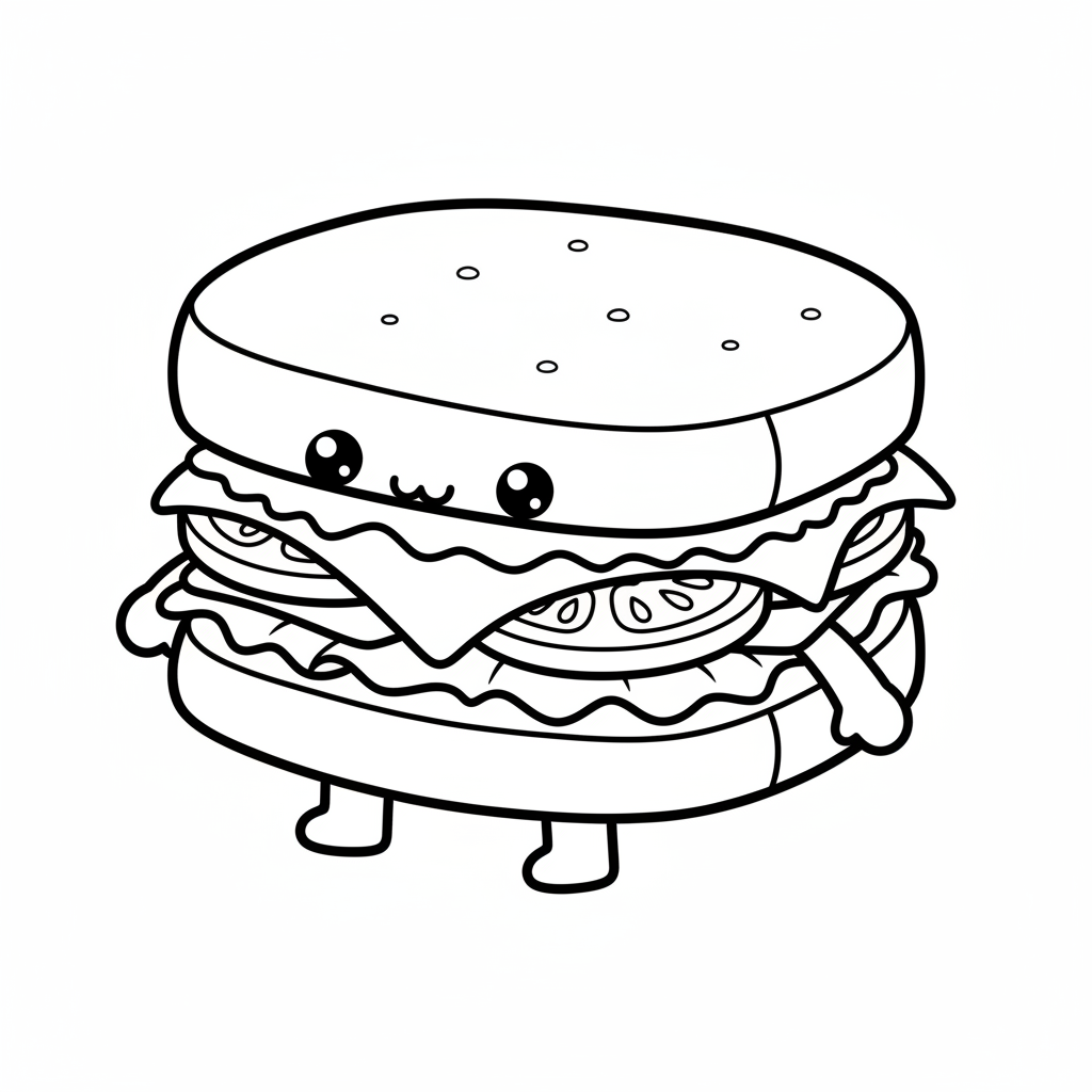 Sandwich coloring page for kids - Standard style