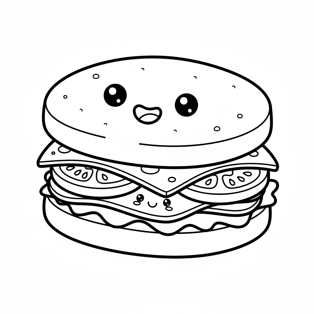 Sandwich coloring page for preschoolers - Standard style