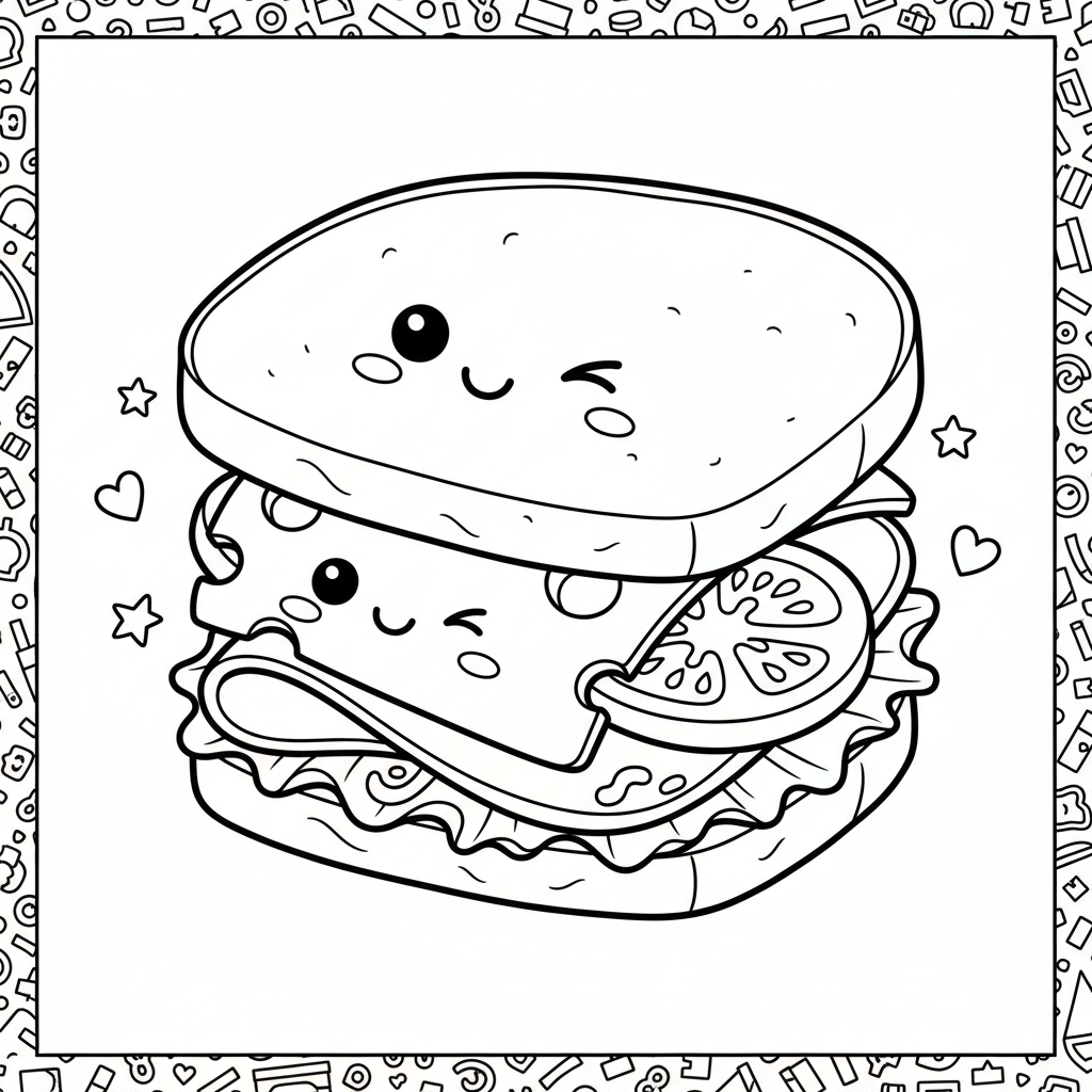 Sandwich coloring page for teens - Standard style