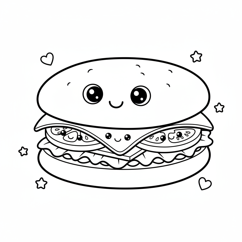 Sandwich coloring page for toddlers - Standard style