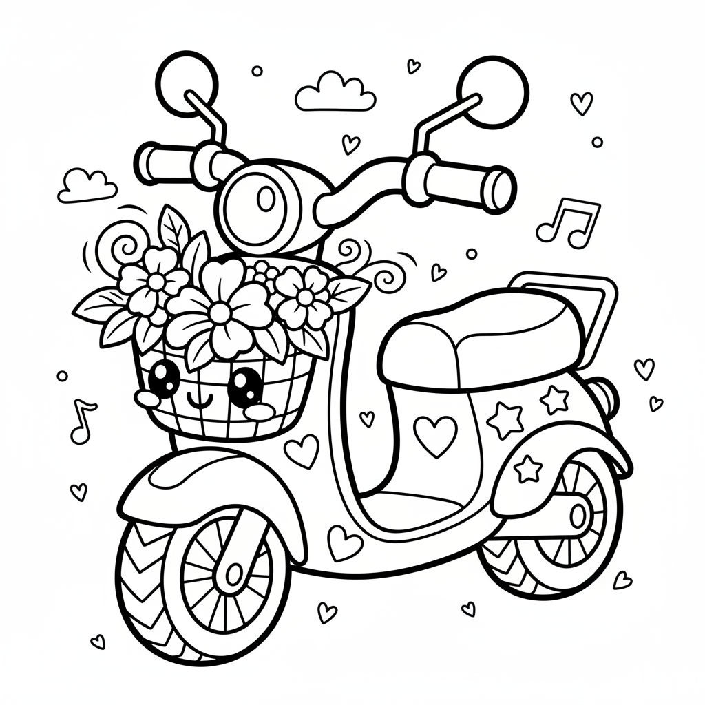 Scooter coloring page for adults - Standard style