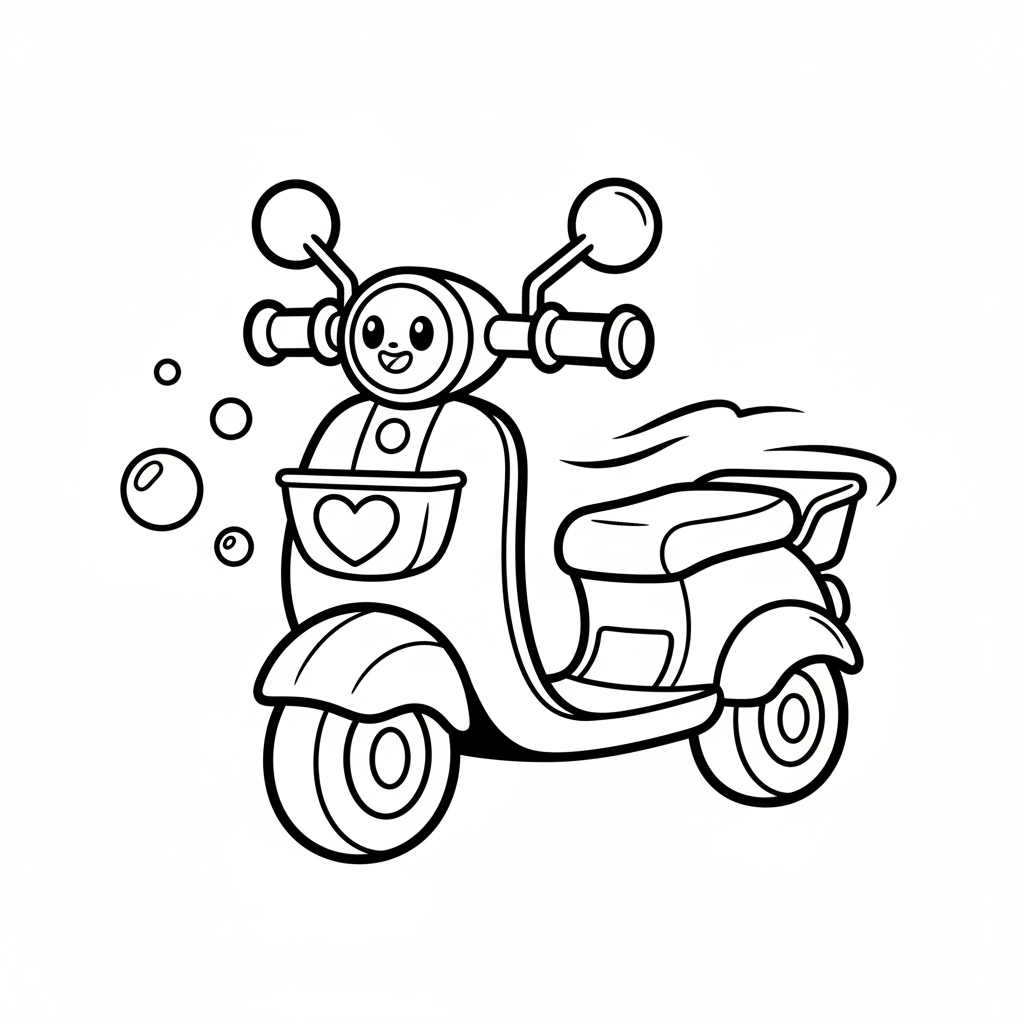 Scooter coloring page for preschoolers - Standard style