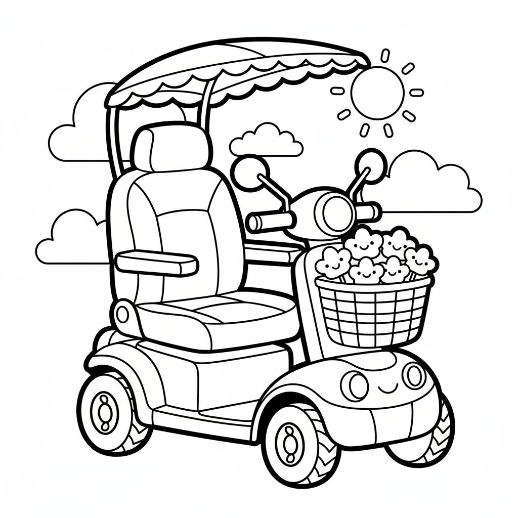 Scooter coloring page for seniors - Standard style