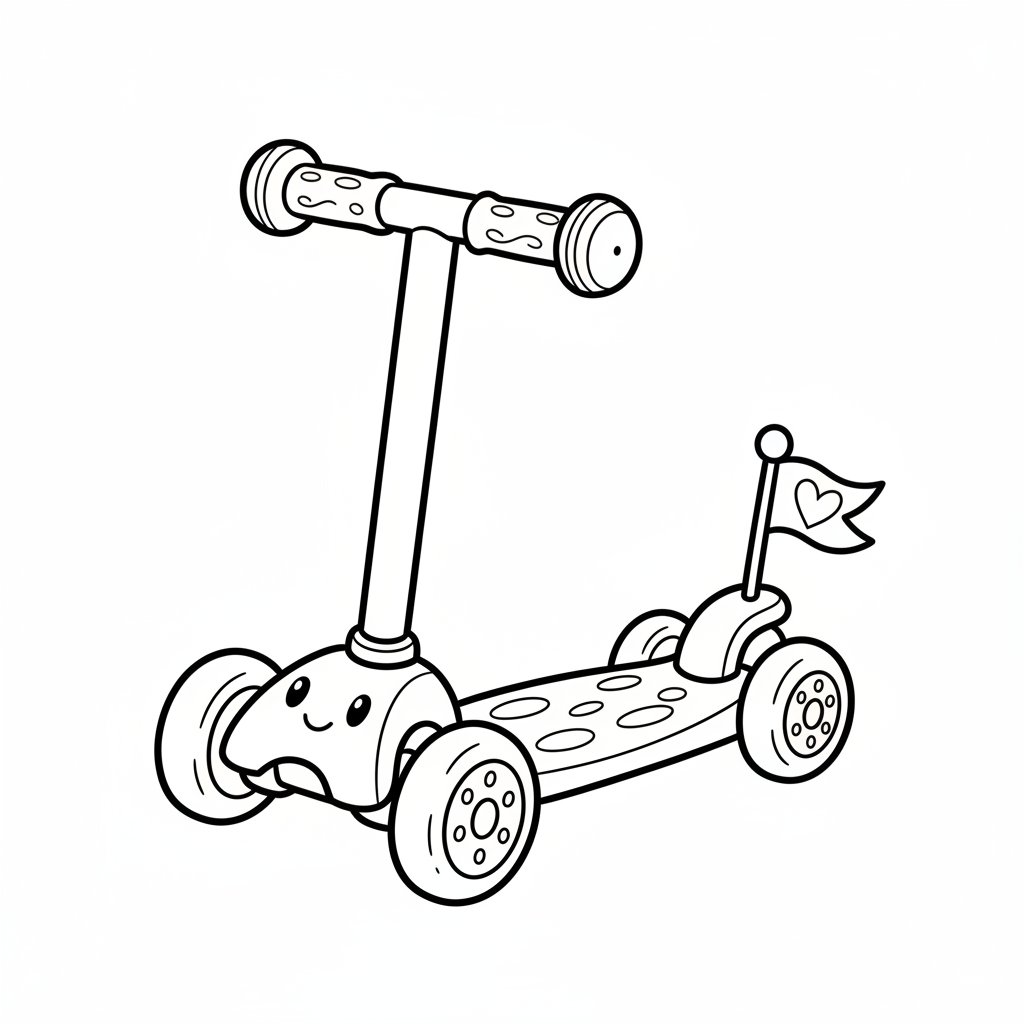 Scooter coloring page for toddlers - Standard style