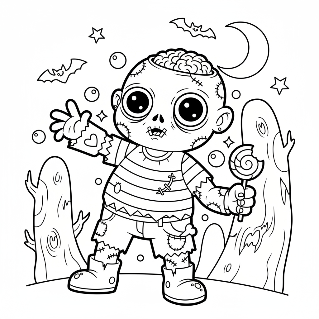 Zombie coloring page for adults - Standard style