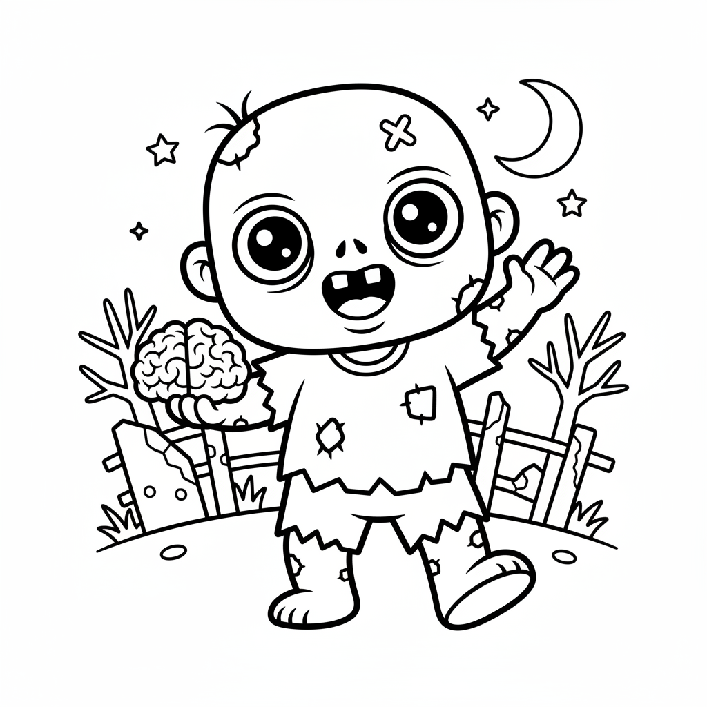 Zombie coloring page for boys - Standard style