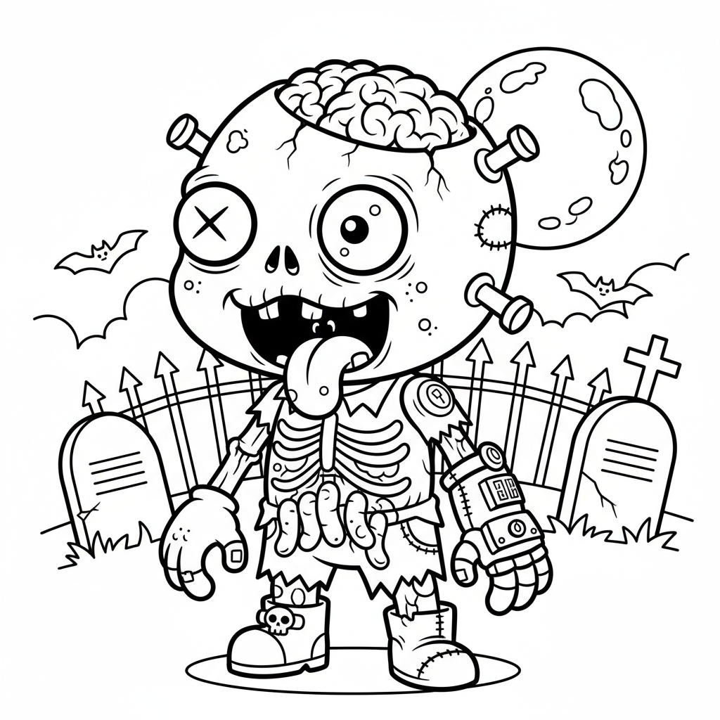 Zombie coloring page for men - Standard style