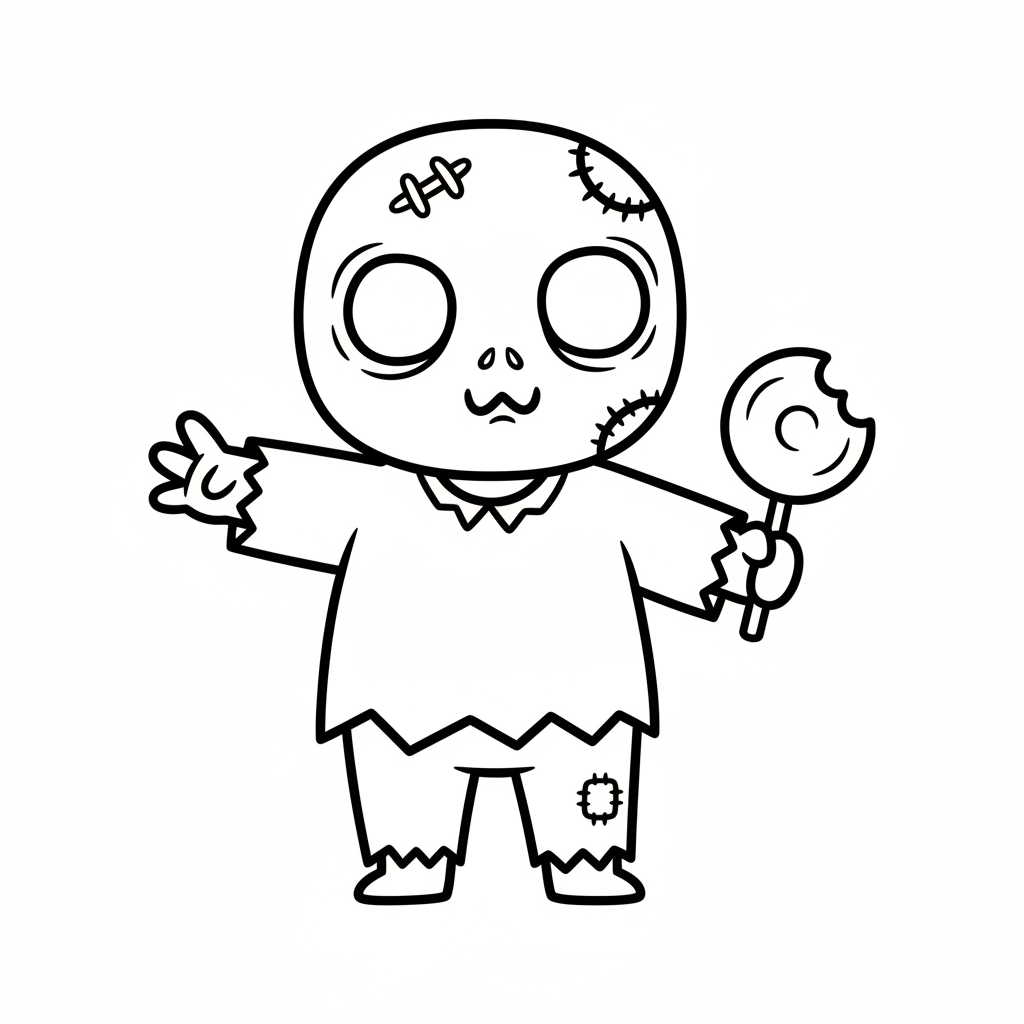 Zombie coloring page for preschoolers - Standard style