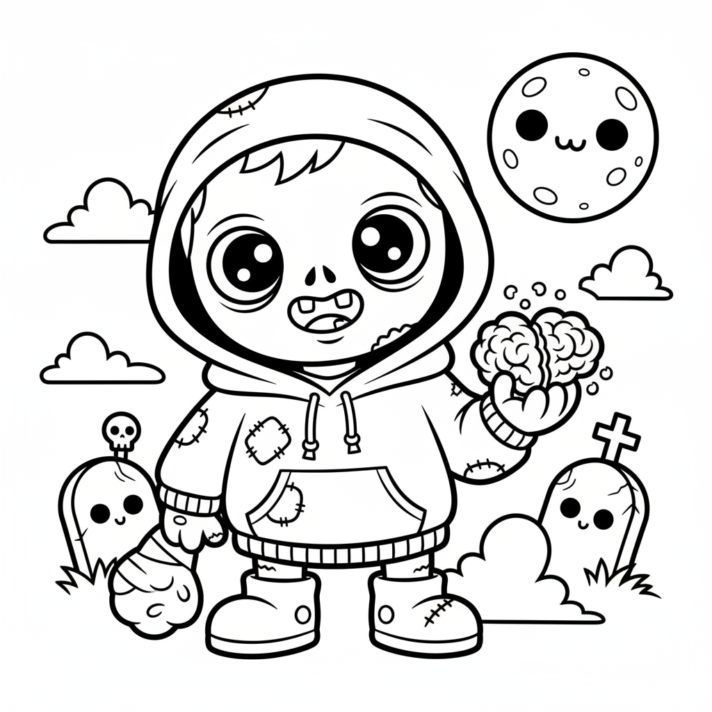 Zombie coloring page for teens - Standard style