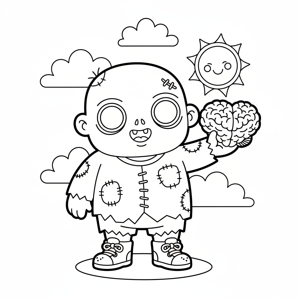 Zombie coloring page for toddlers - Standard style