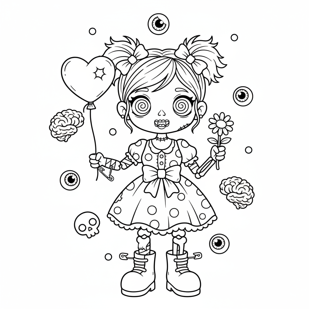 Zombie coloring page for women - Standard style