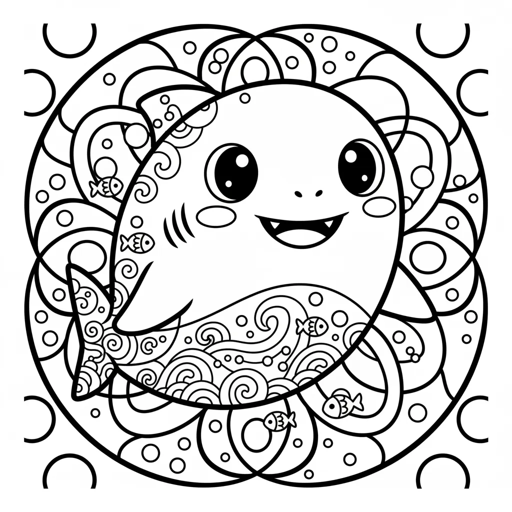Shark coloring page for adults - Standard style