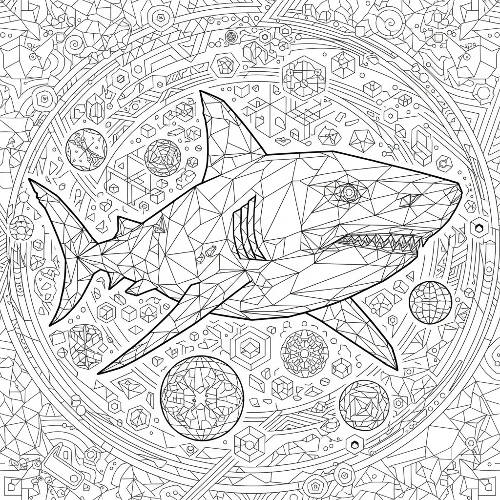 Shark coloring page for intermediates - Standard style