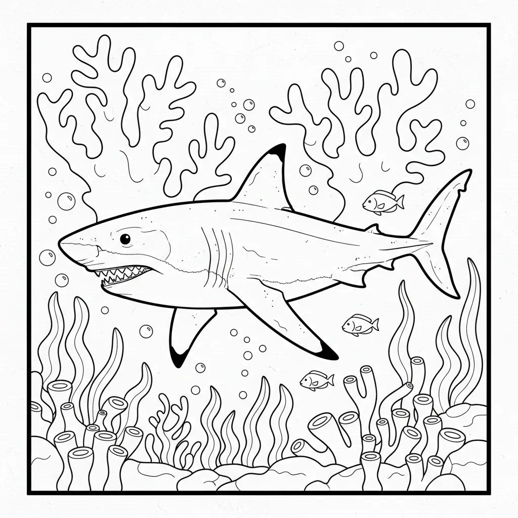 Shark coloring page for kids - Standard style