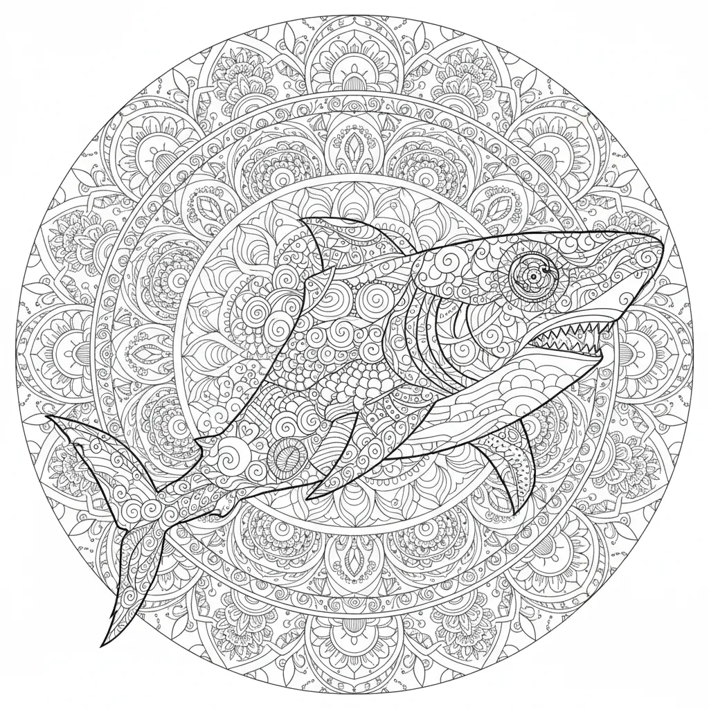 Shark coloring page for preschoolers - Standard style