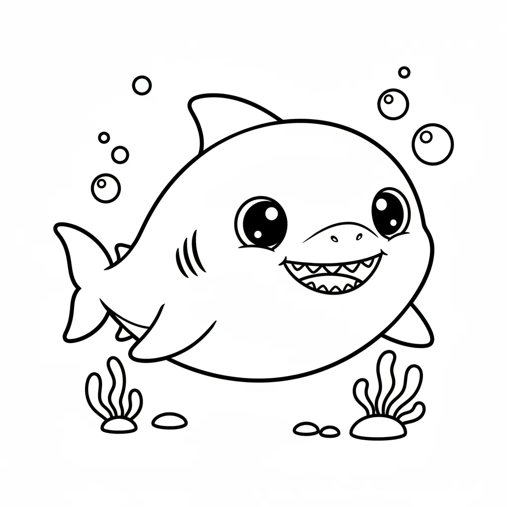 Shark coloring page for toddlers - Standard style
