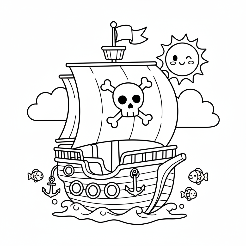Ship coloring page for kids - Standard style