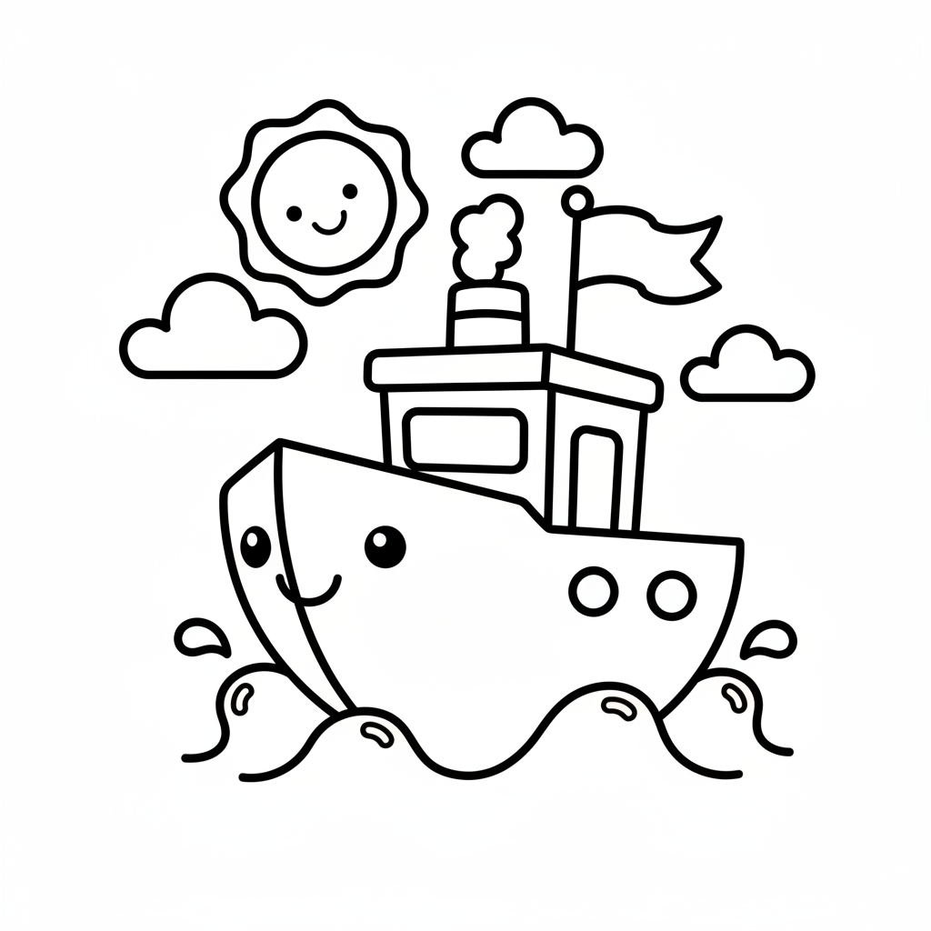 Ship coloring page for preschoolers - Standard style