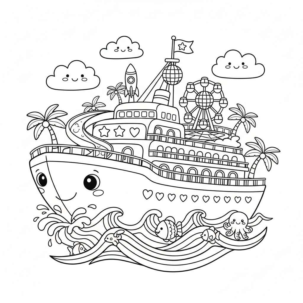 Ship coloring page for teens - Standard style