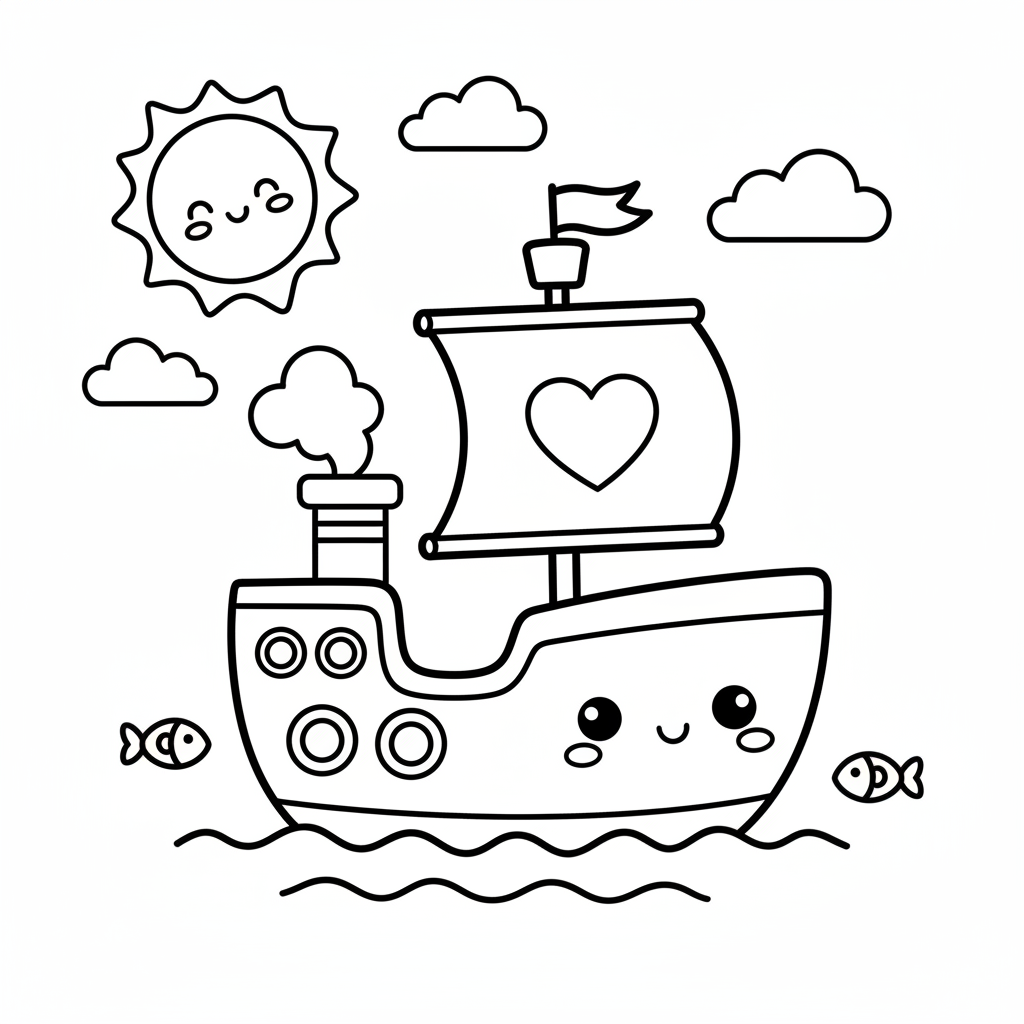 Ship coloring page for toddlers - Standard style